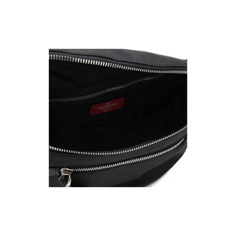 Valentino Polyurethane Sling Bag Fanny Pack Men's Black-3