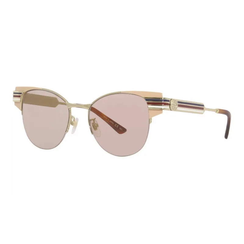 GUCCI Acetate Metal Irregular Shape Sunglasses Women's Gold-0