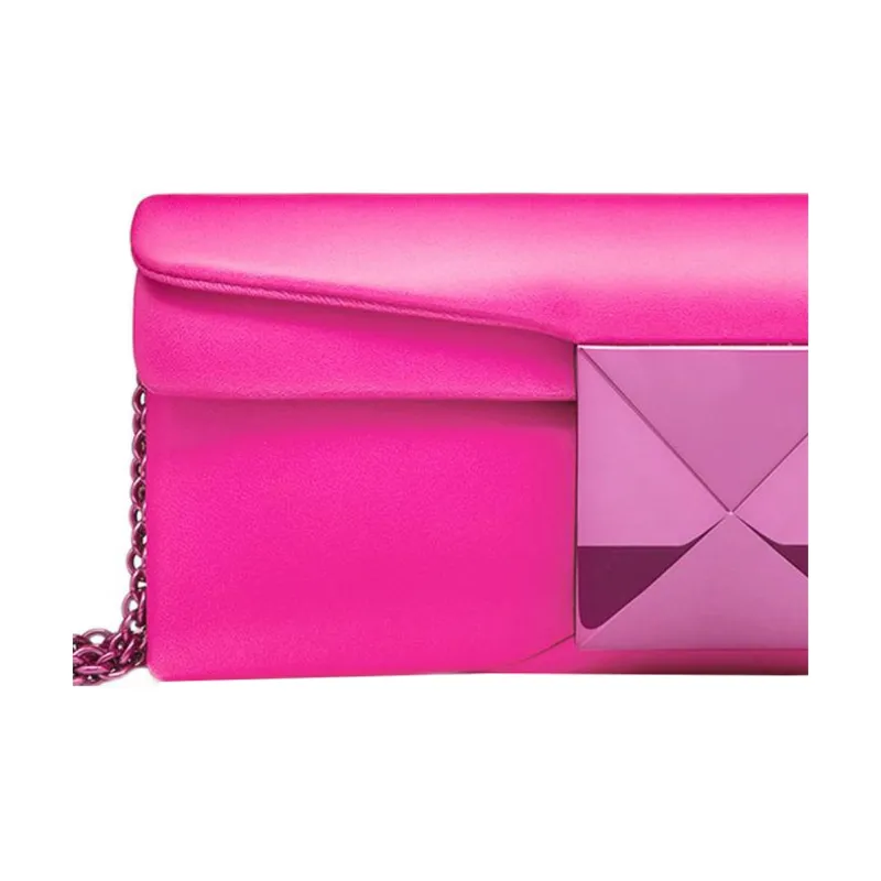 Valentino One Stud Lambskin One Shoulder Crossbody Clutches Regular Women's Pink-3