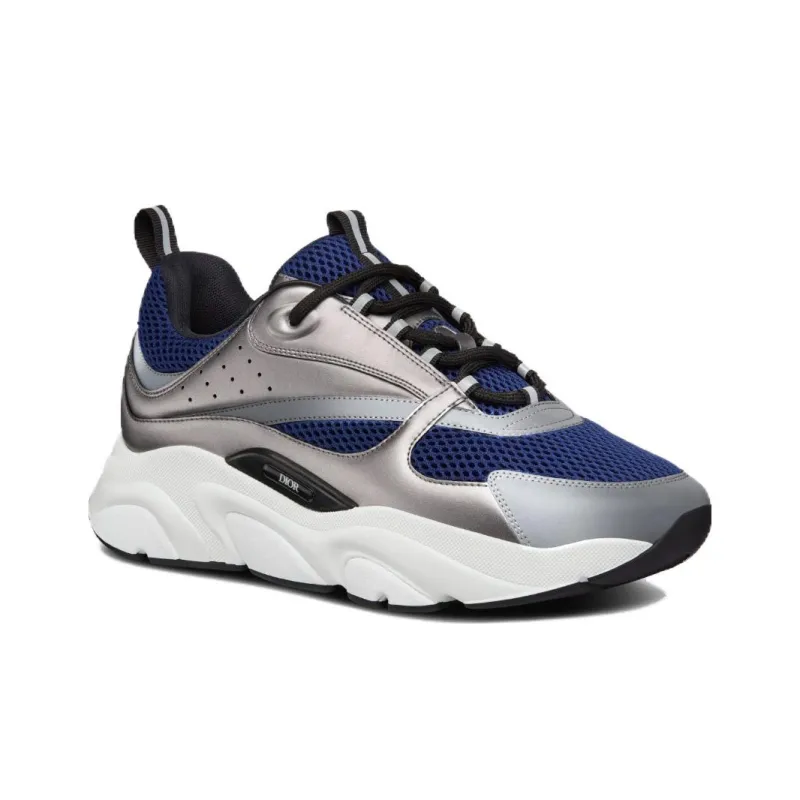 DIOR B22 Blue Technical Mesh Silver Tone White-1