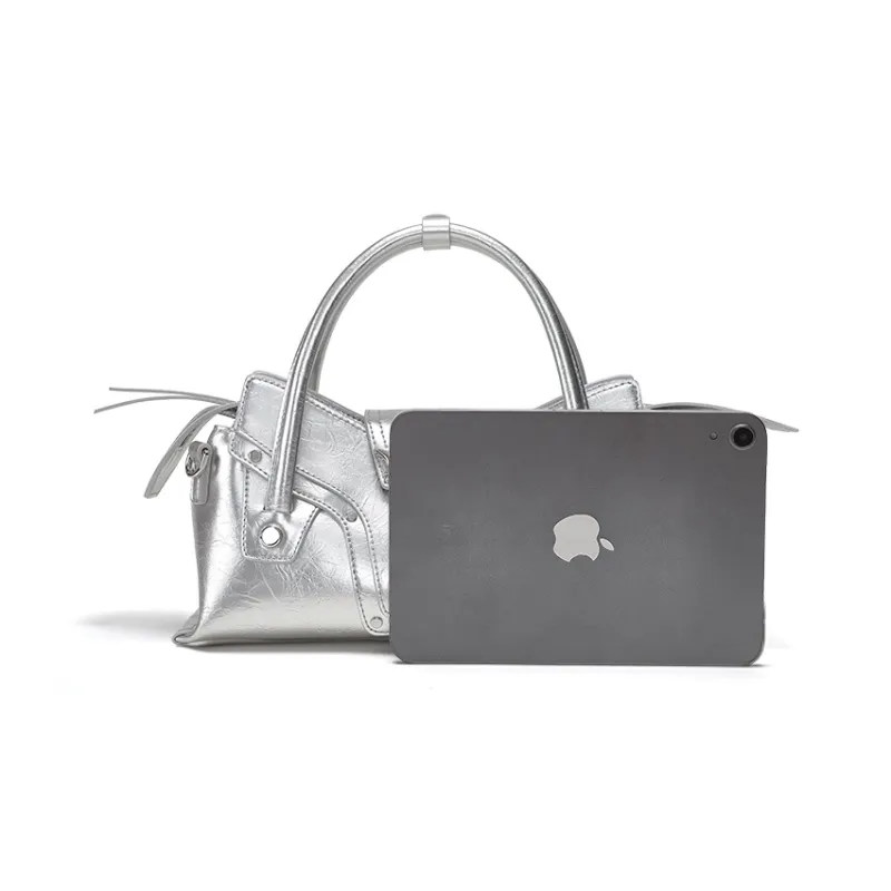 Omentar Cow Leather One Shoulder Handbags Small Size Women's Silver/Black/White-3