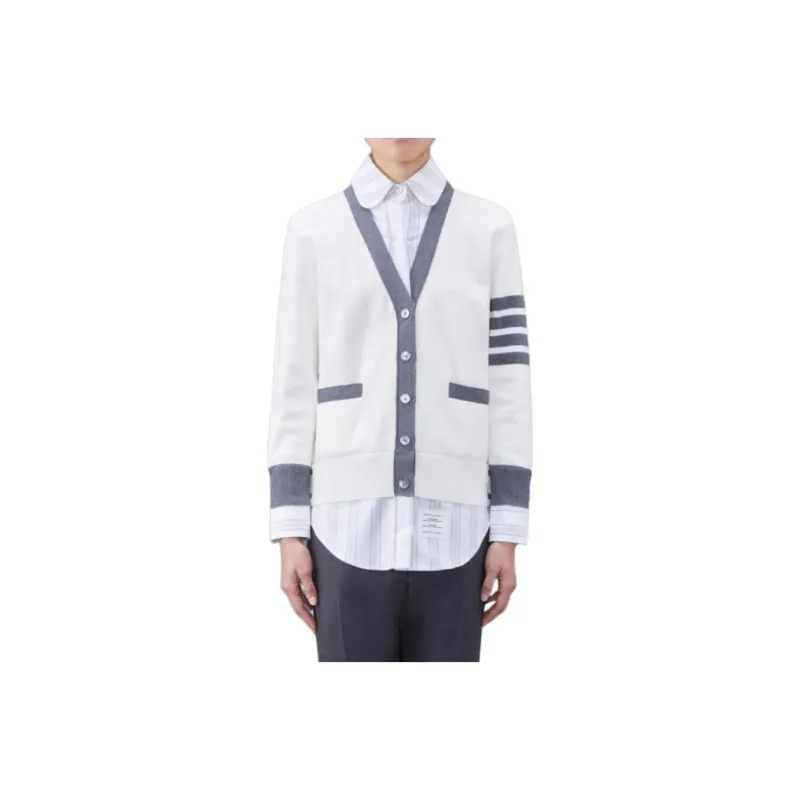 THOM BROWNE Milano Oxford Layered Shirt Cardigan-1