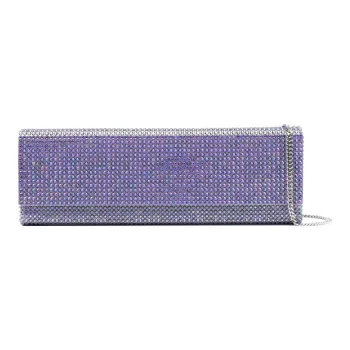 AMINA MUADDI Paloma Satin Crystal One Shoulder Crossbody Clutches Women's Purple