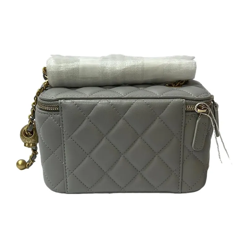 CHANEL Sheepskin Clutch, Long Box Bag, Shoulder Bag, Crossbody Bag Women's Dark Gray-1