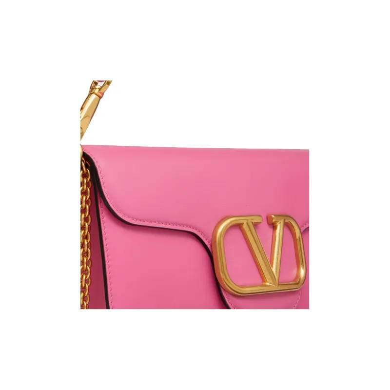 Valentino Locò Calfskin Baguette Bag Crossbody Bags Handbags Small Size Women's Pink-4