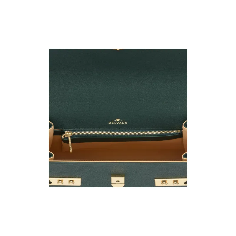 Delvau Tempête Calfskin Shoulder Bag Crossbody Bag Handbag Medium Size Women's Pine Forest Green-4