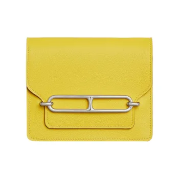 HERMES Roulis Evercolor Calfskin Pig Nose Clutch, Fanny Pack, Wallet Regular Women's Lime/White