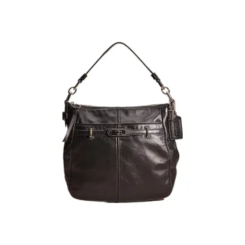 COACH Chelsea Calfskin Hobo Bag, Handbag, Shoulder Bag Large Size Women's Silver/Black