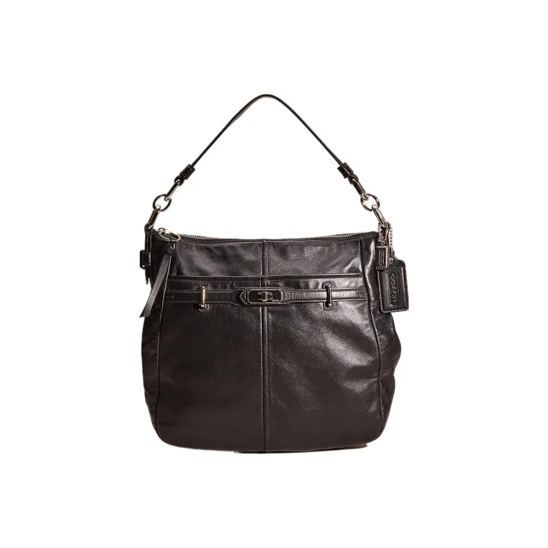 COACH Chelsea Calfskin Hobo Bag, Handbag, Shoulder Bag Large Size Women's Silver/Black-0