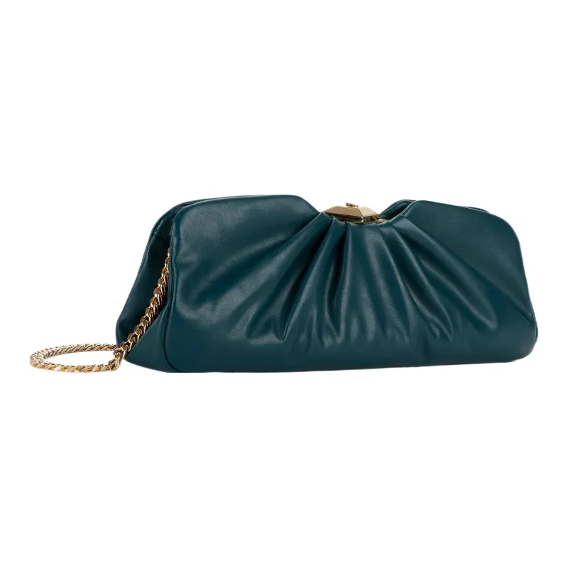 Elisabetta Franchi Synthetic Leather Clutch Large Size Women's Green-1