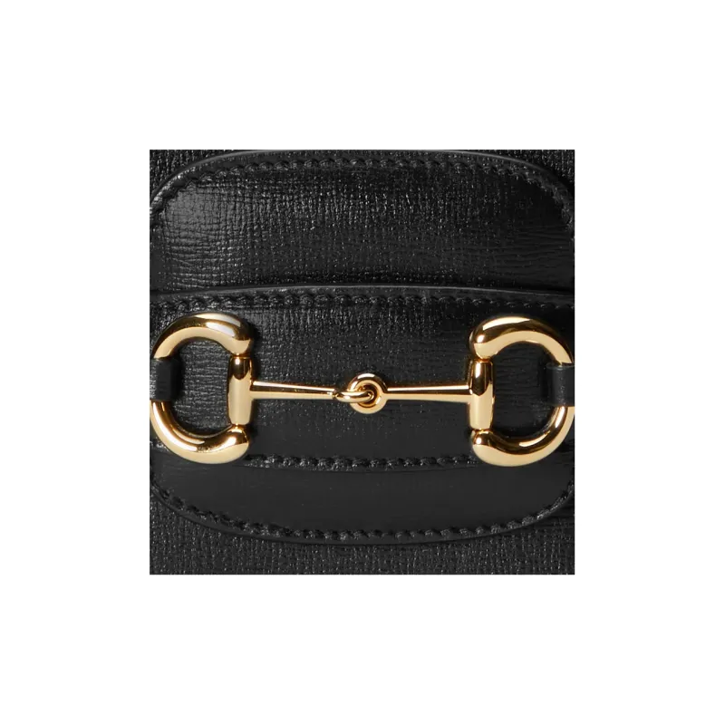 GUCCI Horsebit 1955 Leather Saddle Bag Flap Bag Shoulder Bag Mini Unisex Black-7