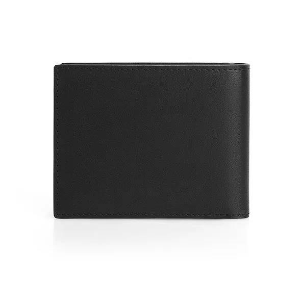 BABAMA Cow Leather With Fabric Wallet Coin Purse Unisex Black-2