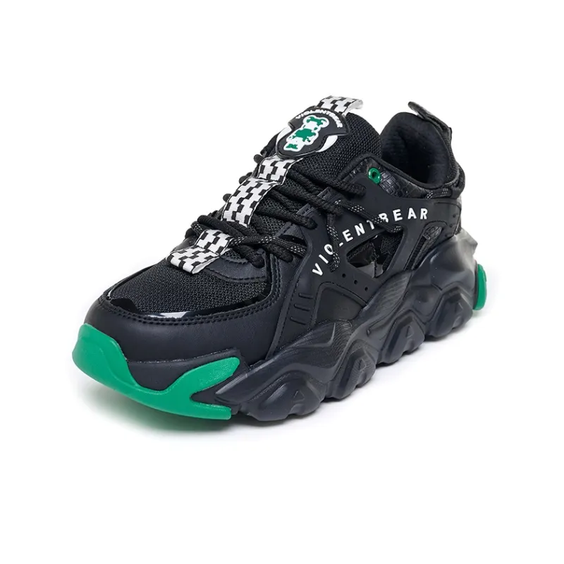 Violentbear Cushioning, Slip Resistant, And Abrasion Resistant Low Top Chunky Sneakers Unisex White Green-6