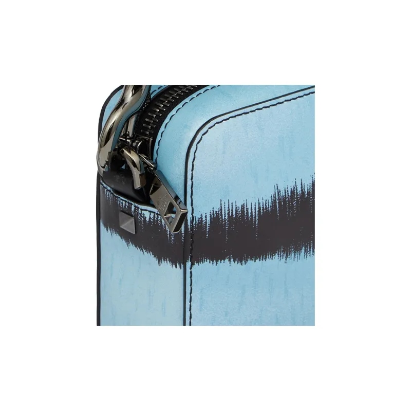 Valentino Tiger 1967 Calfskin Box Bag Handheld Shoulder Bag Crossbody Bag Regular Men's Light Blue/Black-4