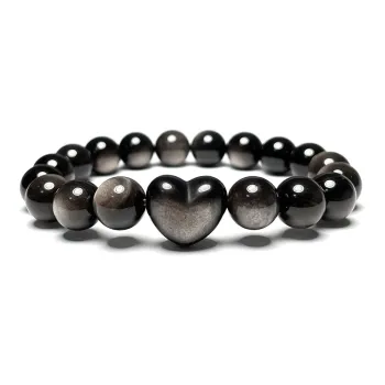 MOUNTAINS AND MANS Silver Sheen Obsidian Bracelets Unisex