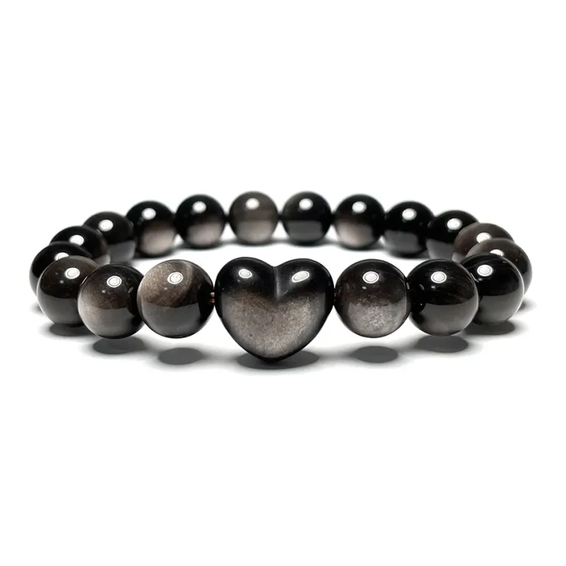 MOUNTAINS AND MANS Silver Sheen Obsidian Bracelets Unisex-5