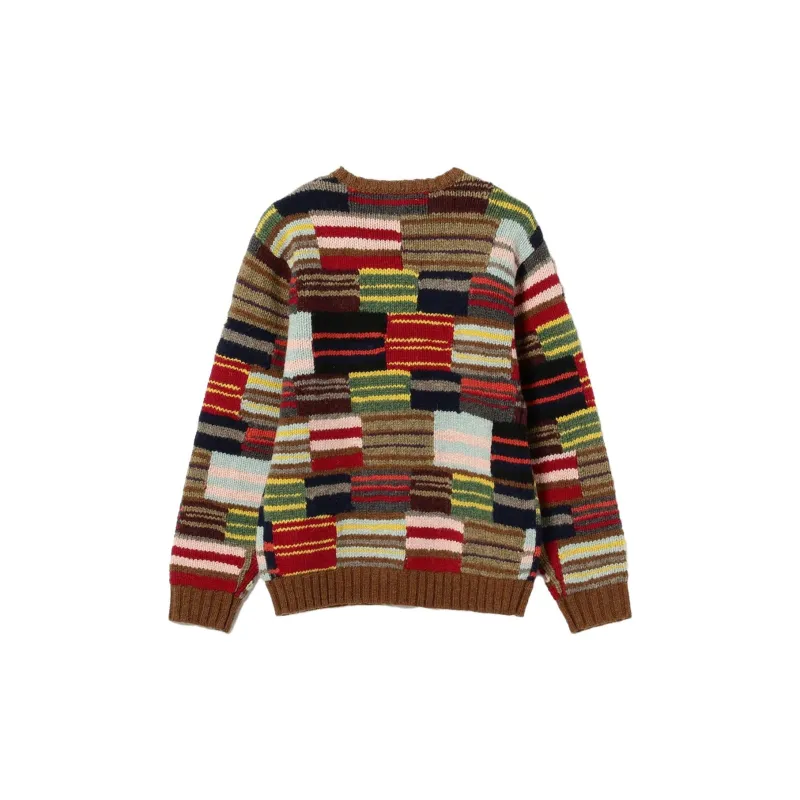 Beams Patchwork Crew Neck Jumper-1
