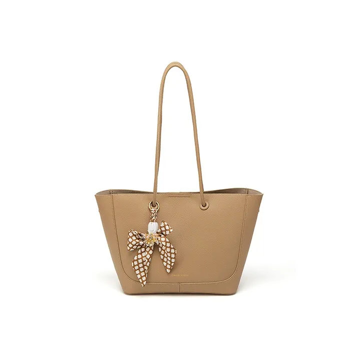 CinvaiKrose Cow Leather Tote Bag, Shopping Bag, Handbag Women's Light Coffee/Apricot-8
