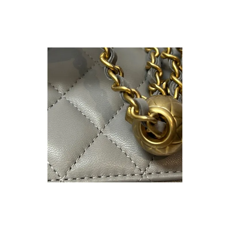 CHANEL Sheepskin Clutch, Long Box Bag, Shoulder Bag, Crossbody Bag Women's Dark Gray-2