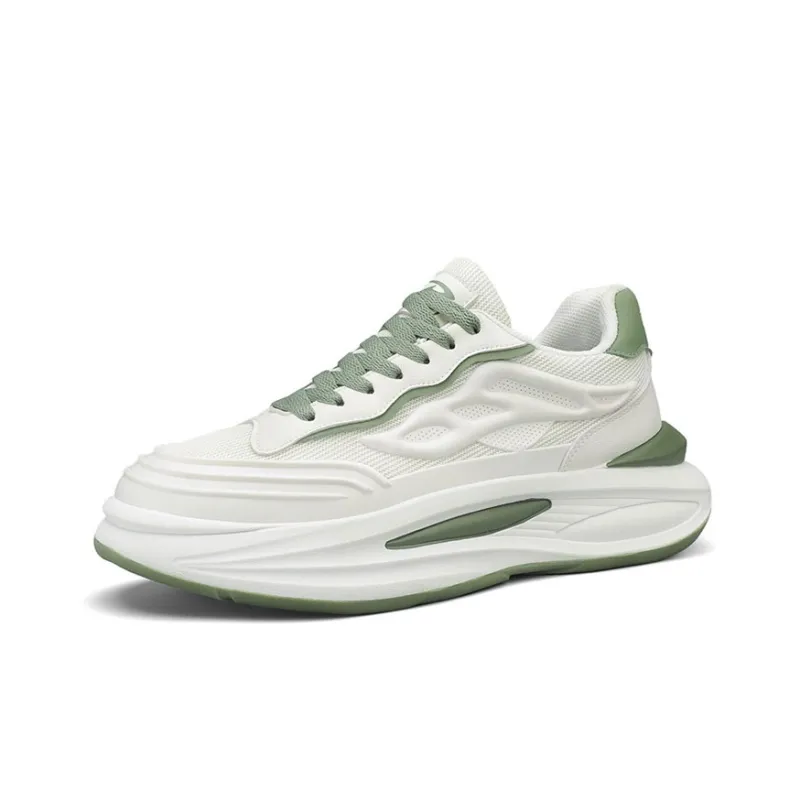 DEERWAY Abrasion Resistant, Breathable, Lightweight Low Top Casual Shoes Men's White Light Green-1