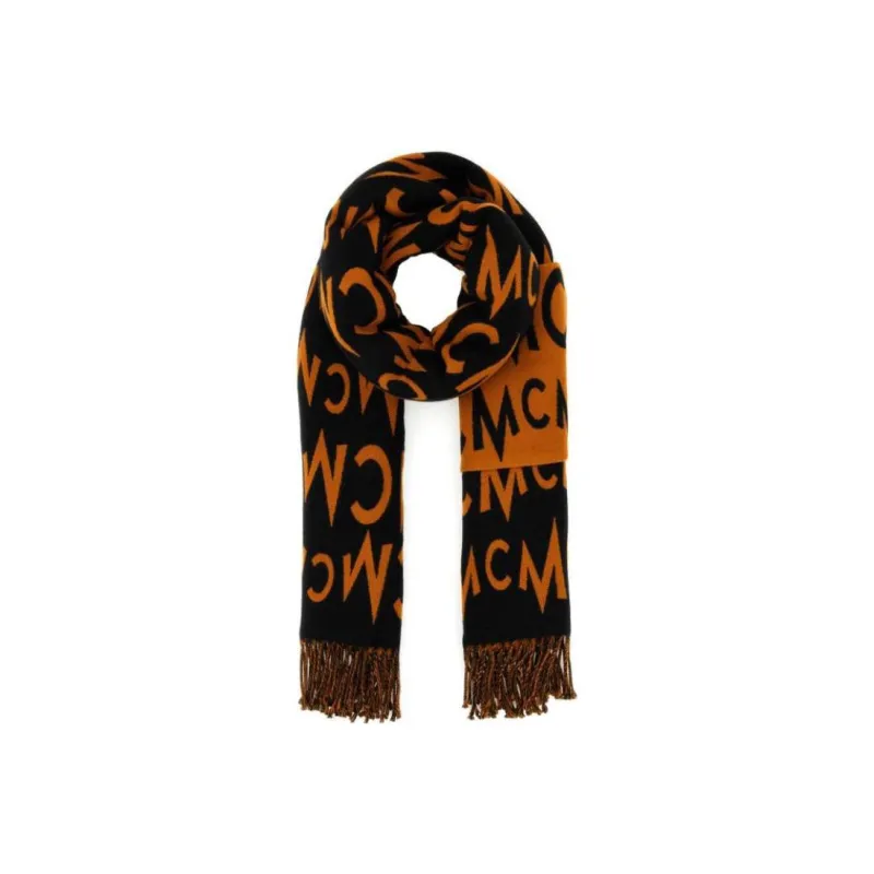 MCM Knit Scarves Unisex Black/Orange-0