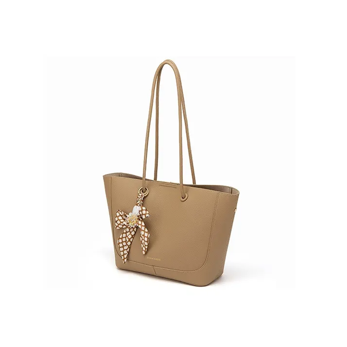 CinvaiKrose Cow Leather Tote Bag, Shopping Bag, Handbag Women's Light Coffee/Apricot-9