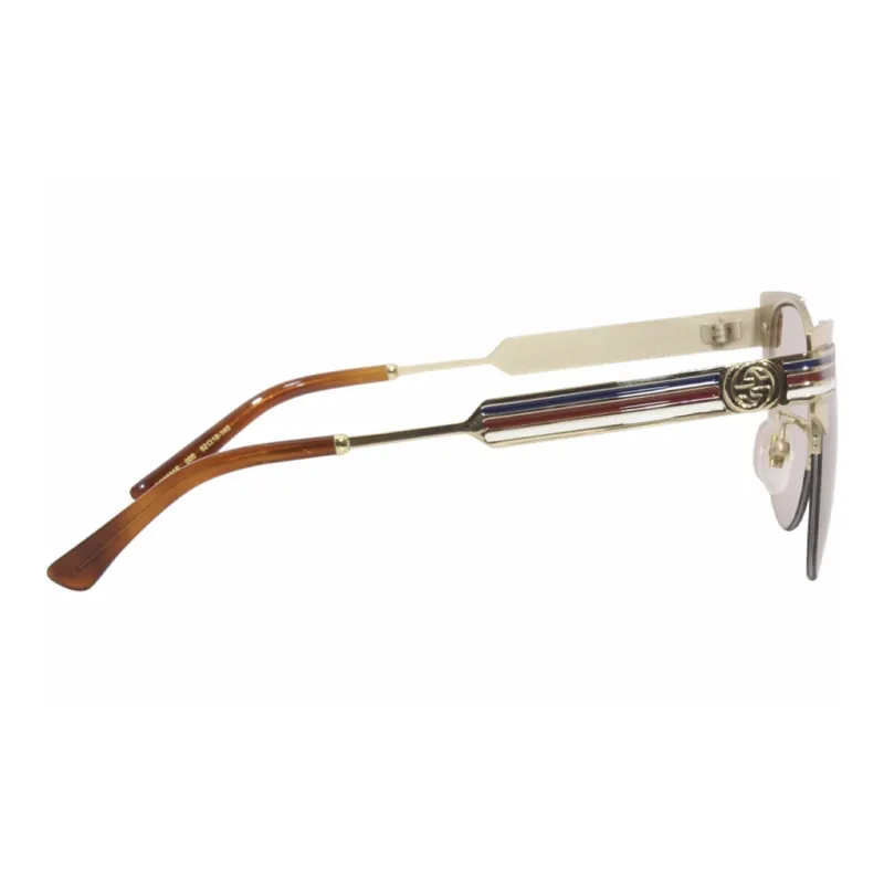 GUCCI Acetate Metal Irregular Shape Sunglasses Women's Gold-3