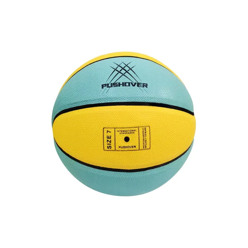 PUSHOVER PU Basketball Cyan Yellow Size 7 Training Unisex-7
