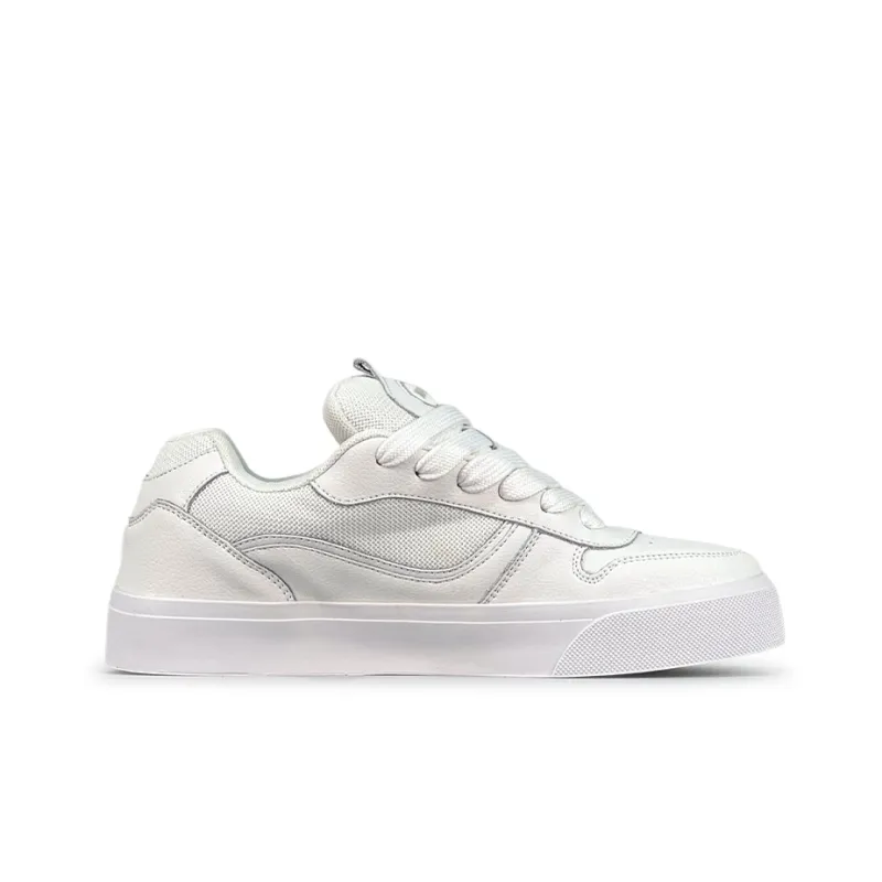 LuzaoT SUPER DRAG Anti Slip Wear Resistant Low Top Skateboard Shoes Unisex Pure White-1
