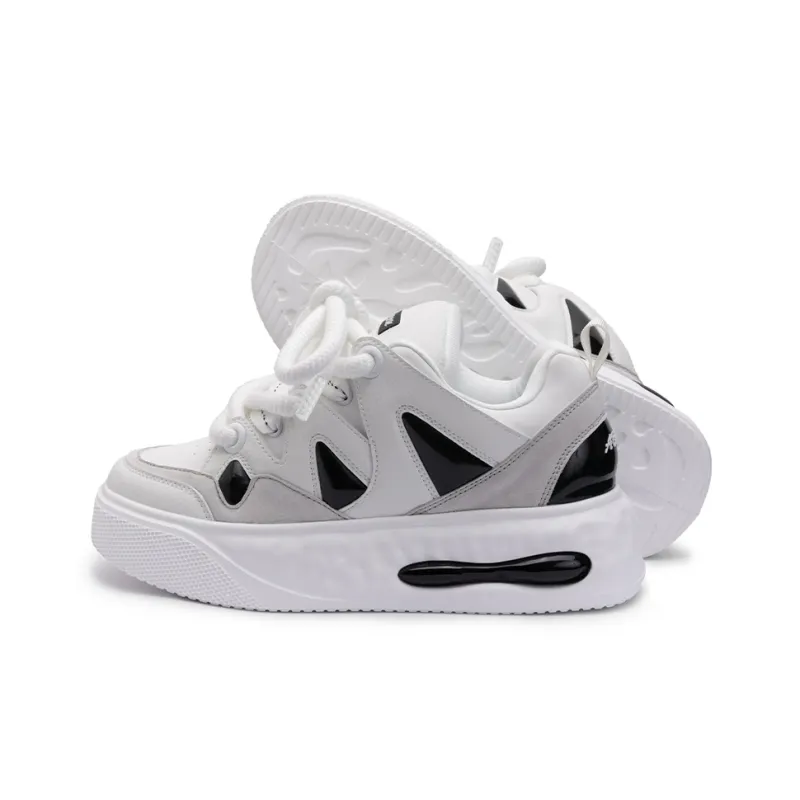 ABCIU Anti Slip And Wear Resistant Height Increasing Low Top Skateboard Shoes Unisex White Black-7