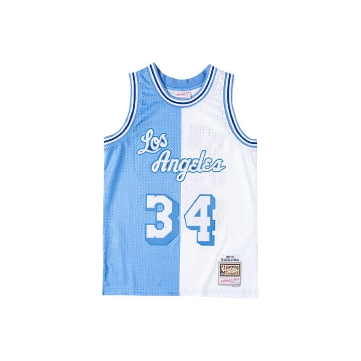 Mitchell Ness Basketball Jerseys Unisex Patchwork Purple Gold-1