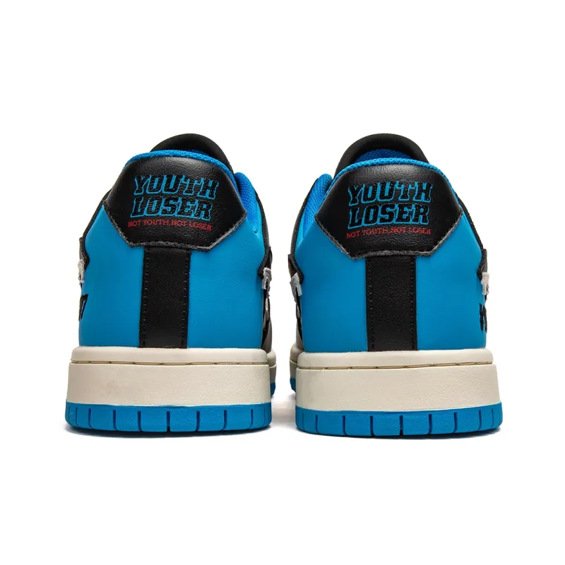 Youthloser Anti Slip Wear Resistant Low Top Skateboard Shoes Unisex Royal Blue-4