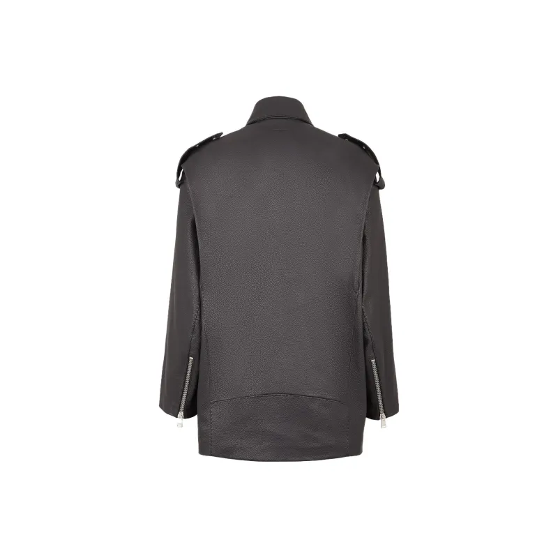FENDI Leather Jackets Men Black-1