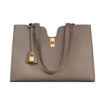 CELINE Cabas Smooth Cow Leather Tote Bag Shopping Bag Shoulder Bag Handbag Regular Women's Smoky Taupe