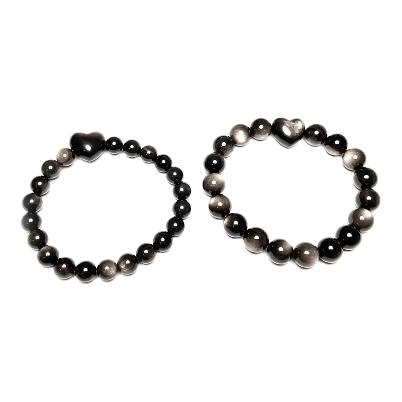 MOUNTAINS AND MANS Silver Sheen Obsidian Bracelets Unisex-1
