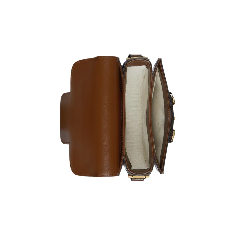 GUCCI Horsebit 1955 Leather Saddle Bag Flap Bag Shoulder Bag Mini Unisex Brown-5