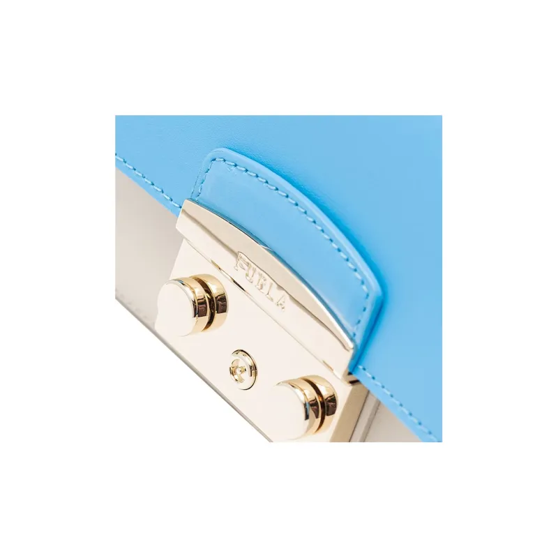 Furla Metropolis Collection Leather Shoulder Bag Crossbody Bag Mini Women's Blue/White-4