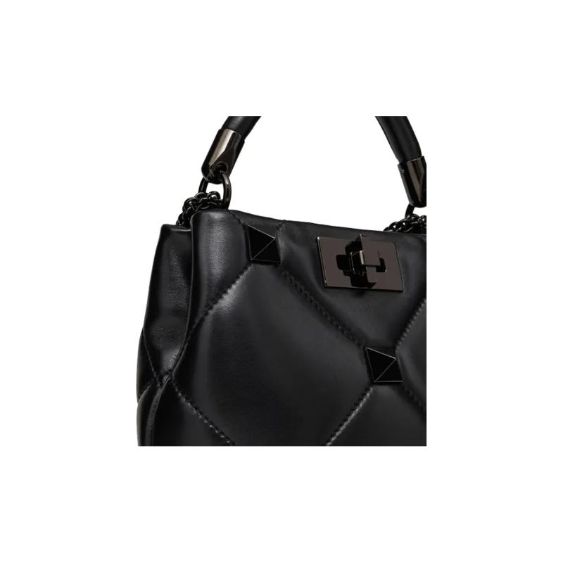 Valentino ROMAN STUD Sheepskin Handbag Shoulder Bag Crossbody Bag Mini Women's Black-4