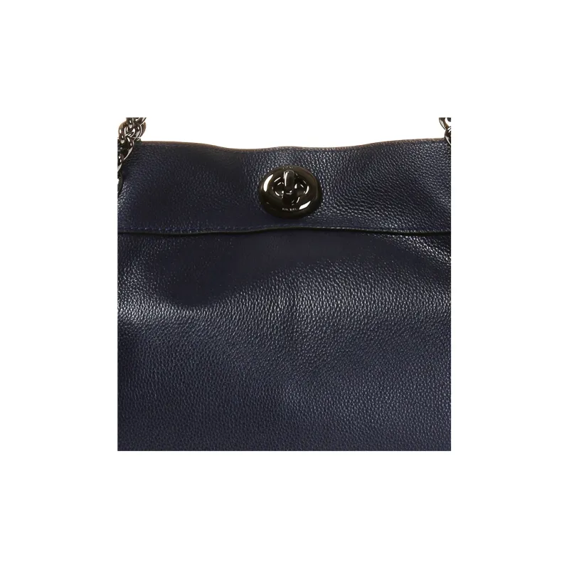 COACH Edie Pebbled Leather Tote Bag Shopping Bag Handbag Shoulder Bag Women's Dark Blue-4