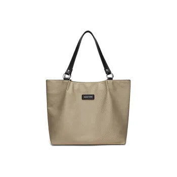 MAKEUP KITTEN Fabric Synthetic Leather Tote Bag Shopping Pocket Fabric Bag Commute Shoulder Bag Regular Women's Khaki