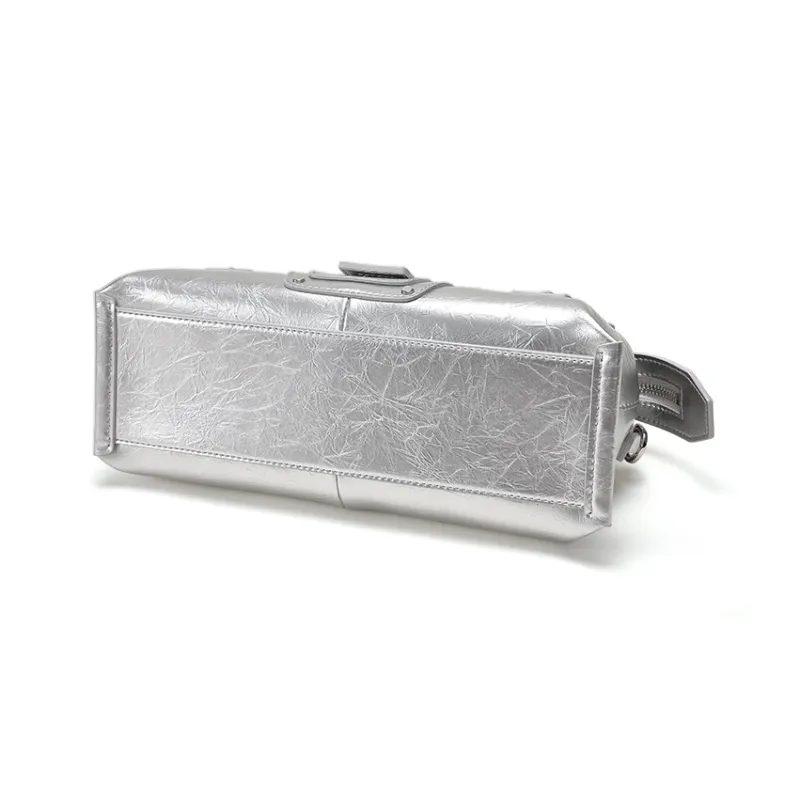 Omentar Cow Leather One Shoulder Handbags Small Size Women's Silver/Black/White-2