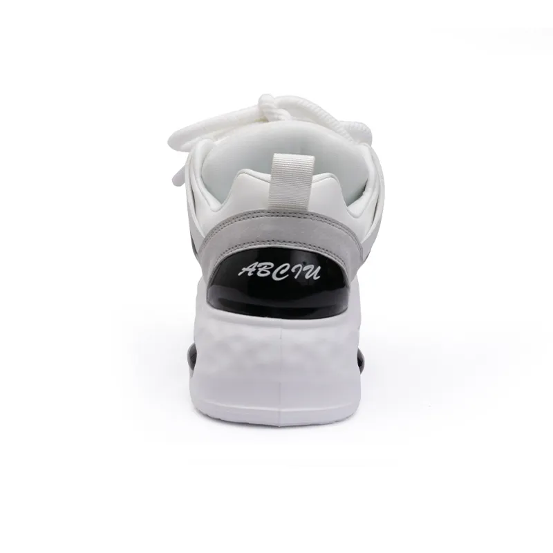 ABCIU Anti Slip And Wear Resistant Height Increasing Low Top Skateboard Shoes Unisex White Black-1