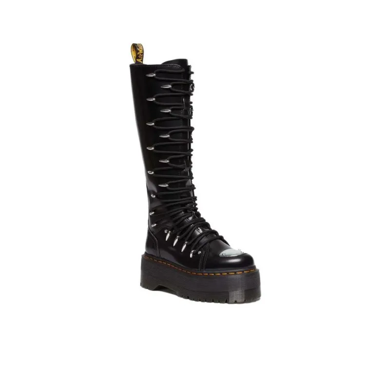 Dr.Martens Knee high Boots Women's Black Yellow Oil Color-2