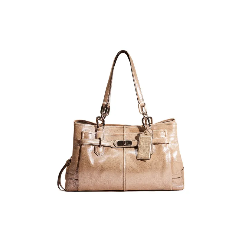 COACH Chelsea Leather Tote Bag Shopping Bag Handbag Large Size Women's Silver Shimmer-0