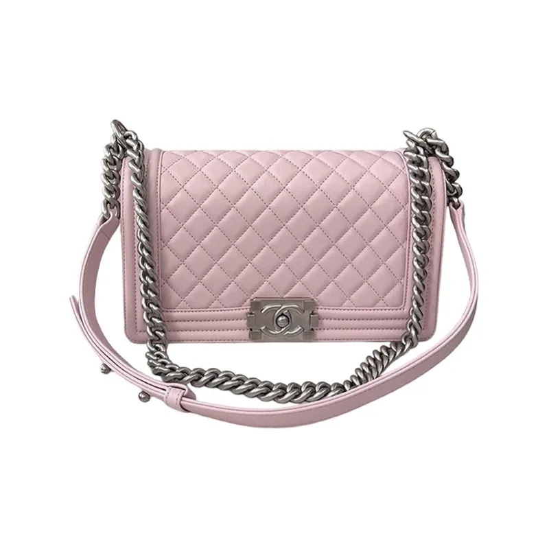 CHANEL Leboy Cow Leather Crossbody Bag, Shoulder Bag Medium Size Women's Pink-0
