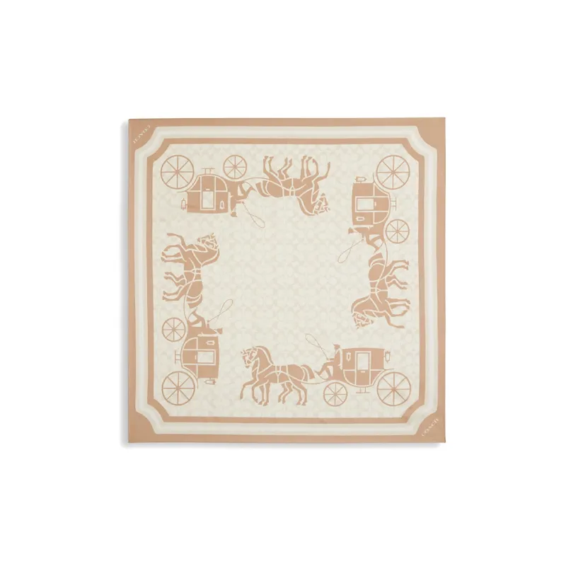 COACH Silk Scarves Women's Beige-0