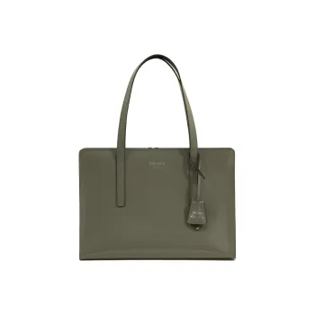 PRADA Re-Edition Brushed Leather One Shoulder Handbags Medium Size Women's Gray Green