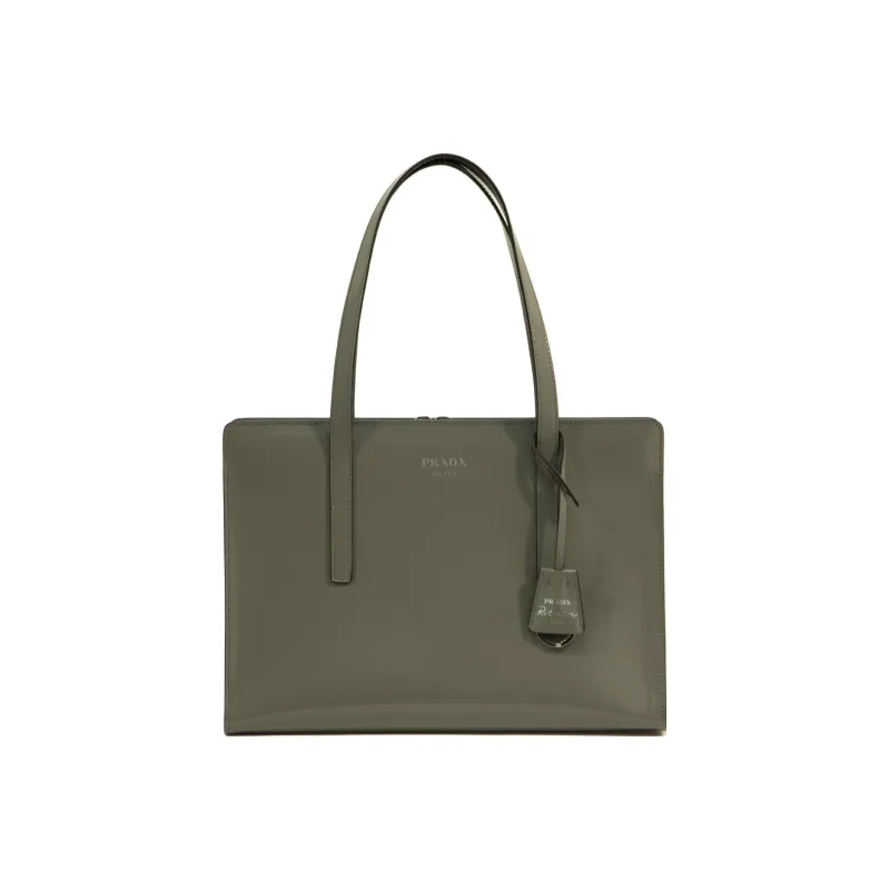 PRADA Re-Edition Brushed Leather One Shoulder Handbags Medium Size Women's Gray Green-0