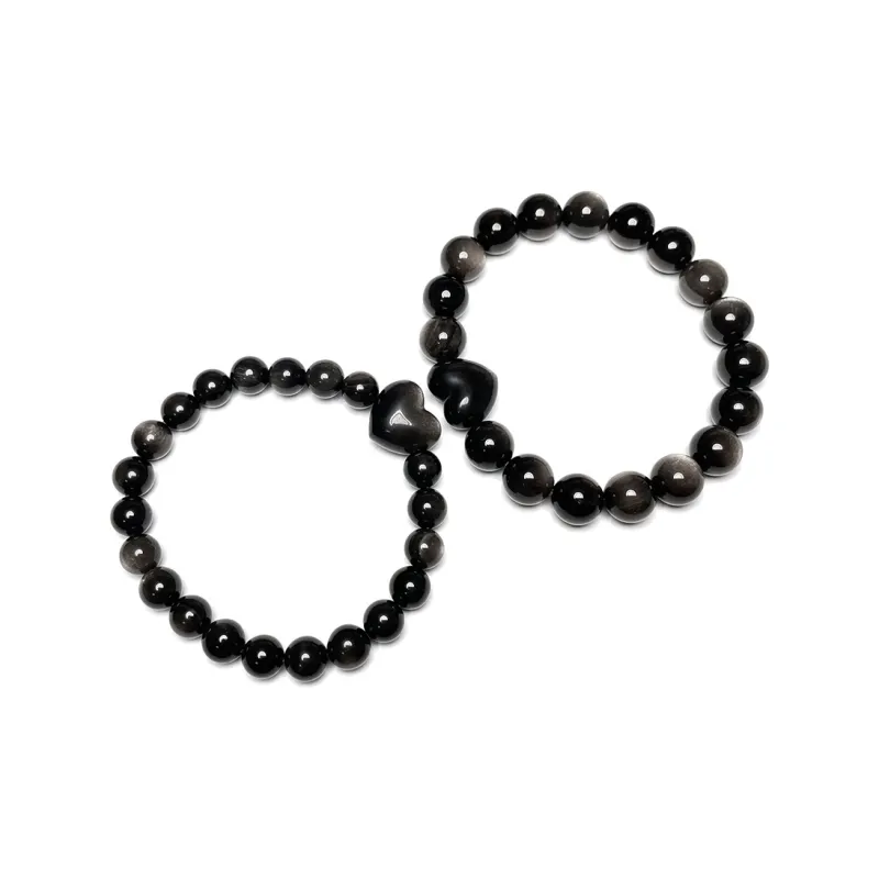MOUNTAINS AND MANS Silver Sheen Obsidian Bracelets Unisex-2