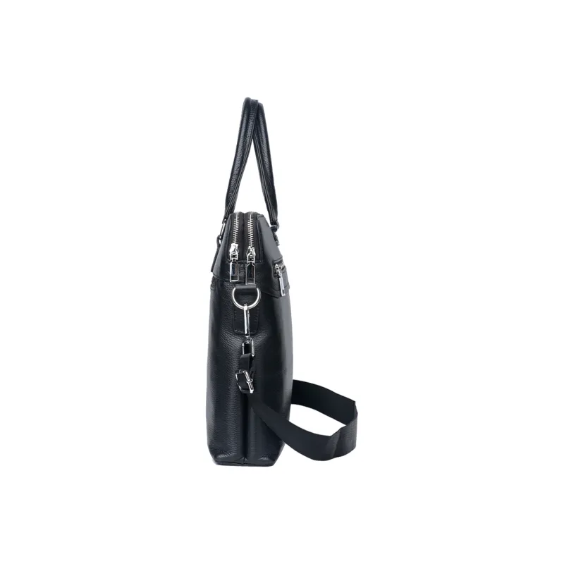 Slazenger Genuine Leather Portable One Shoulder Crossbody Briefcases Regular Men's Black-2